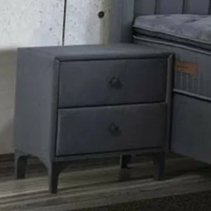 Noptieră Blaise Liam cu sertare, catifea premium, 53x40x60 cm, gri