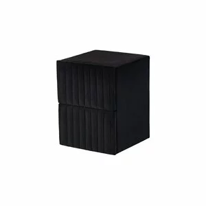 Noptieră Calipso cu 2 sertare, tapițată cu stofă catifelată, 42x45x60 cm, negru