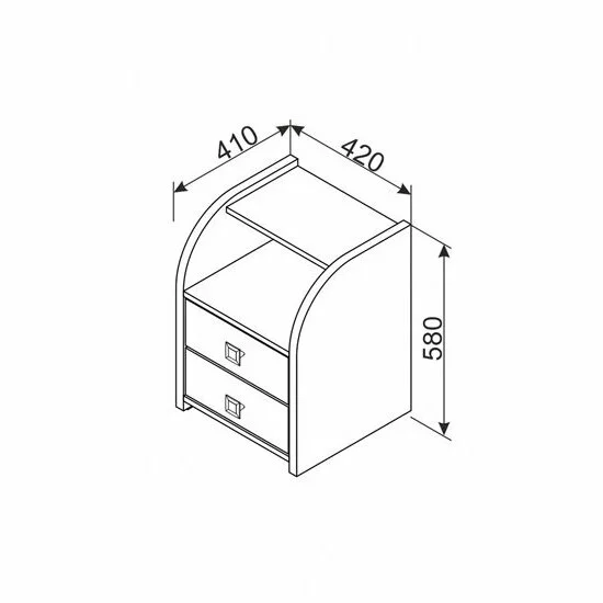 Noptieră Frankfurt, cu 2 sertare, tapițată stofă, PAL melaminat, 42x58x41 cm, gri picture - 2