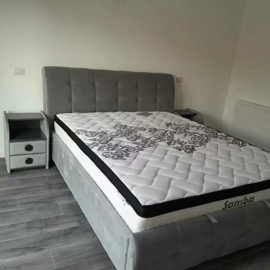 Noptieră Frankfurt, cu 2 sertare, tapițată stofă, PAL melaminat, 42x58x41 cm, gri picture - 5