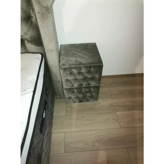 Noptieră tapițată Hadise 41x44x60 cm gri, cu spațiu depozitare, stil modern picture - 3