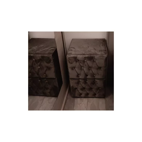 Noptieră tapițată Hadise 41x44x60 cm gri, cu spațiu depozitare, stil modern picture - 4