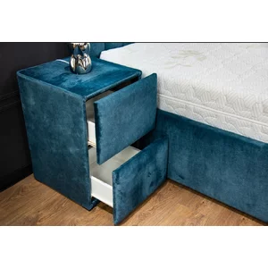 Noptieră Klaudia, 2 sertare spațioase, design elegant, tapițerie catifea premium, 45x40x60 cm, Albastru
