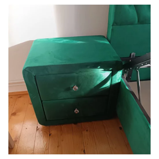 Noptieră Opera, cu 2 sertare, tapițată stofă, 57x42x53 cm, verde picture - 2