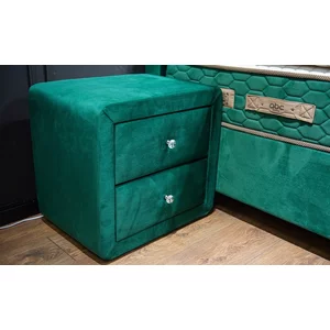 Noptieră Opera, cu 2 sertare, tapițată stofă, 57x42x53 cm, verde