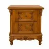 Noptieră Paris, design clasic + detalii sculptate, lemn masiv fag + MDF furniruit, 60x42x68 cm, nuc picture - 2