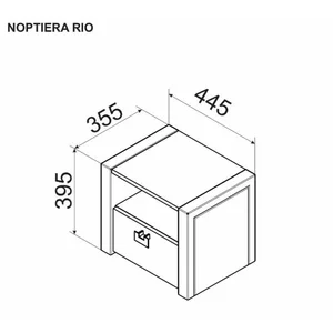 Noptieră Rio cu două sertare, din PAL, 44.5x35.5x39.5 cm, albă