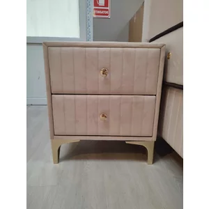 Noptieră Nova, Bej - 53x40x60 cm, tapițată cu sertare, catifea premium