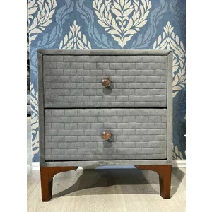 Noptieră Vance cu sertare, catifea premium, 53x40x60 cm, gri