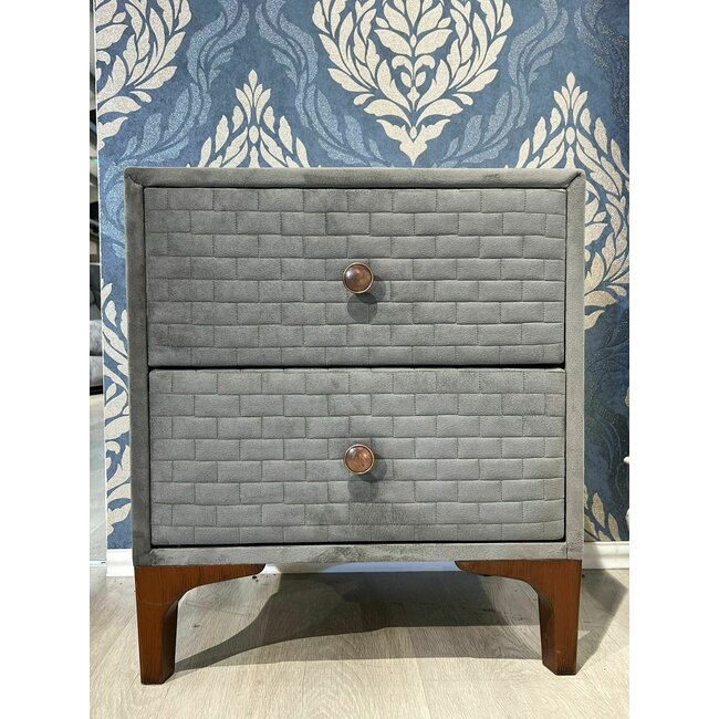 Noptieră Vance cu sertare, catifea premium, 53x40x60 cm, gri
