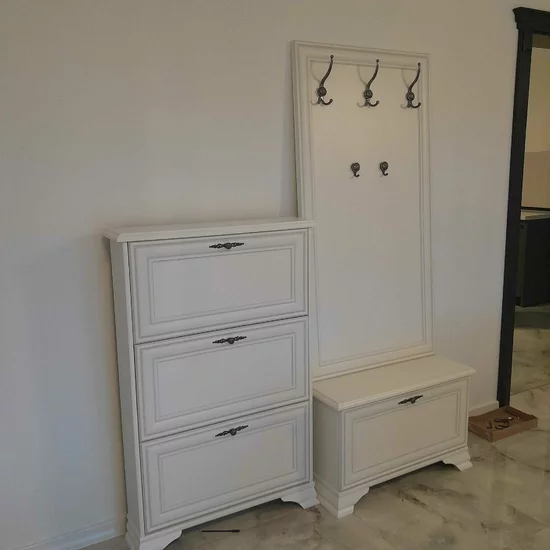 Pantofar Idento TUMBA SFK1B, design clasic cu spațiu de depozitare, PAL și MDF, 80x35x50 cm, alb alpin picture - 3