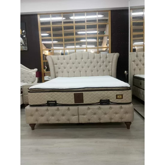 Pat  Adel cu saltea Gratis, crem - 160x200 cm, design elegant, confort premium, structură rezistentă picture - 8