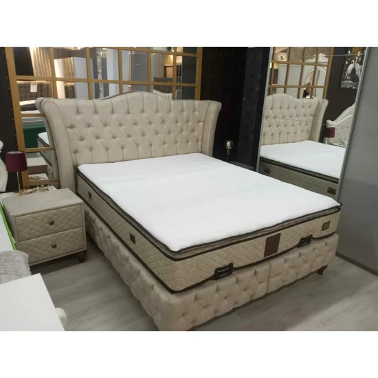 Pat  Adel cu saltea Gratis, crem - 160x200 cm, design elegant, confort premium, structură rezistentă picture - 9