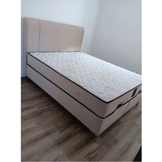 Pat Bari, ladă depozitare rabatabilă, amortizoare integrate, design elegant, stofă catifelată premium, 160x200 cm, Crem picture - 3