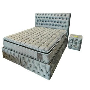 Pat Chester Premium cu ladă de depozitare, somieră metalică fixă, structură lemn de fag + PAL, tapițerie catifea baby face 160x200 cm