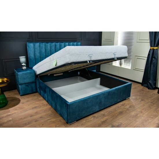 Pat Klaudia 2, somieră rabatabilă, spațiu depozitare integrat, tapițerie stofă premium, 160x200 cm, Gri picture - 2