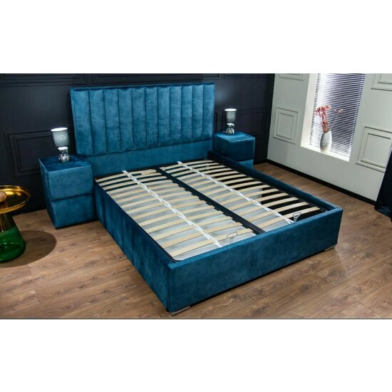 Pat Klaudia 2, somieră rabatabilă, spațiu depozitare integrat, tapițerie stofă premium, 160x200 cm, Gri picture - 3