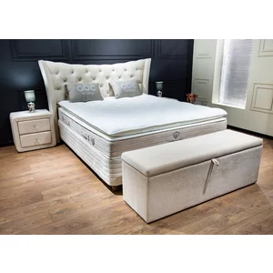 Pat tapițat Lincolin 160x200 cm bej, cu ladă depozitare, design elegant