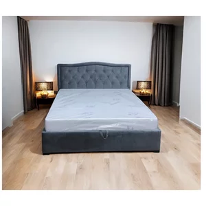 Pat Lyon, tăblie capitonată, ladă depozitare, tapițerie stofă premium, 160x200 cm, Gri