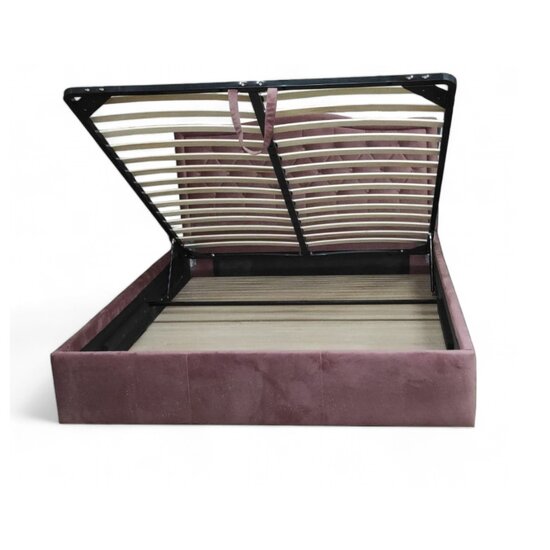 Pat Lyon, tăblie capitonată, ladă depozitare, tapițerie stofă premium, 180x200 cm, Roz picture - 2