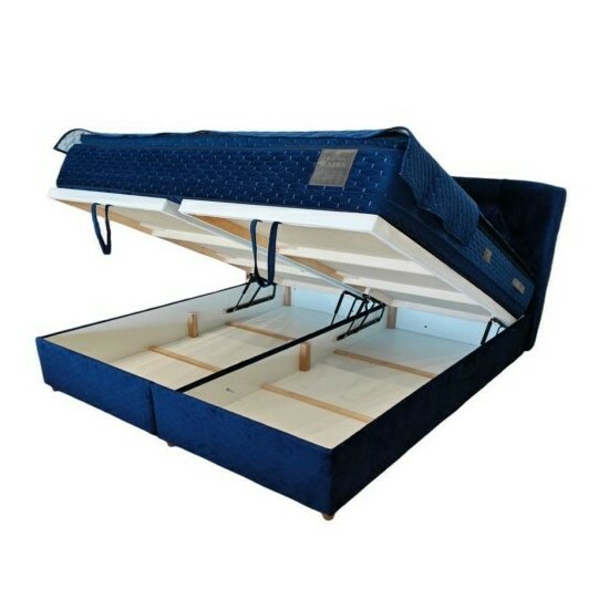 Pat Magnum, ladă depozitare integrată, somieră metalică rabatabilă, tapițerie catifelată premium, 160x200 cm, Culoare personalizabilă picture - 2