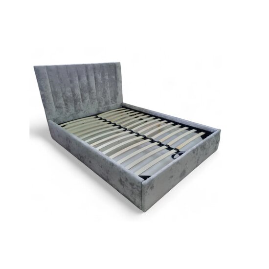 Pat Nisa, tăblie capitonată, ladă depozitare, tapițerie stofă premium, 180x200 cm, Gri Deschis picture - 2