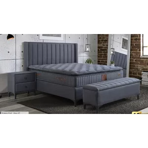 Pat + Saltea gratis Blaise Liam, micro-arcuri, 160x200 cm, gri