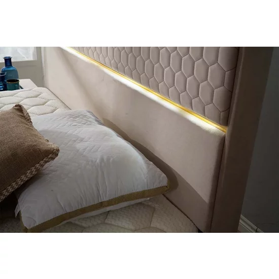 Pat + Saltea Gratis Petek, crem - 160x200 cm, catifea premium picture - 4