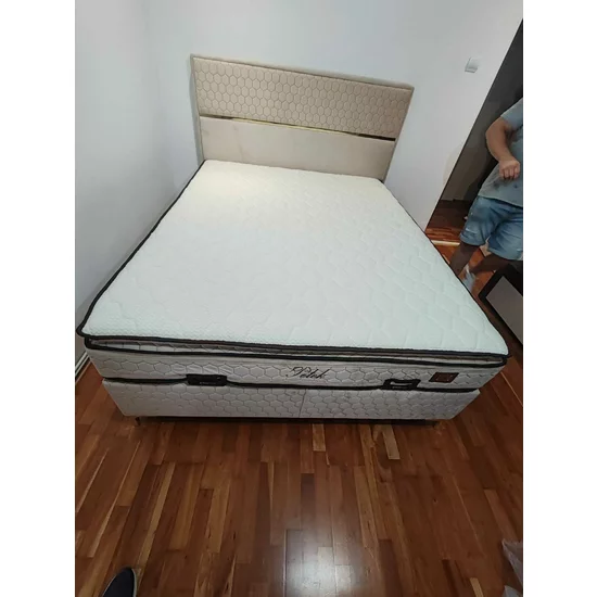 Pat + Saltea Gratis Petek, crem - 160x200 cm, catifea premium picture - 12