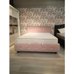 Pat Samba, tapițat stofă plușată cu ladă depozitare, 160x200 cm, roz