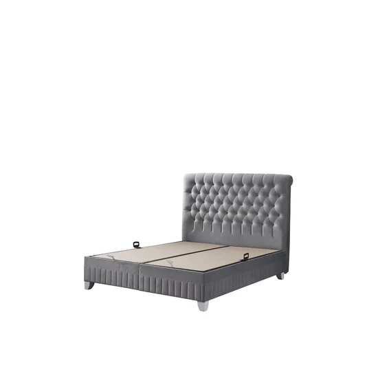 Pat tapițat cu saltea Gratis Sensitive 160x200 cm gri cu somieră rabatabilă, ladă depozitare picture - 4