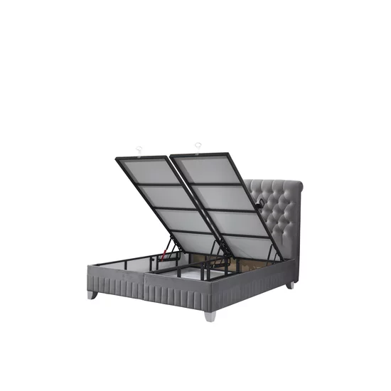 Pat tapițat cu saltea Gratis Sensitive 160x200 cm gri cu somieră rabatabilă, ladă depozitare picture - 5