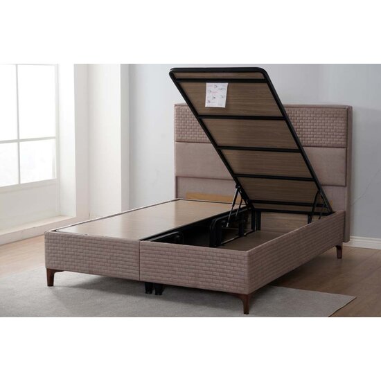 Pat Vance, design modern, tăblie tapițată, spațiu depozitare, stofă premium, 160x200 cm, Crem picture - 4