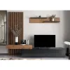 Set mobilă living Rebeca Plus cu riflaj, 250x43x200 cm, PAL 16 mm, stejar alb, stil modern picture - 1