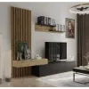 Set mobilă living Rebeca Plus cu riflaj, 250x43x200 cm, PAL 16 mm, stejar alb, stil modern picture - 8