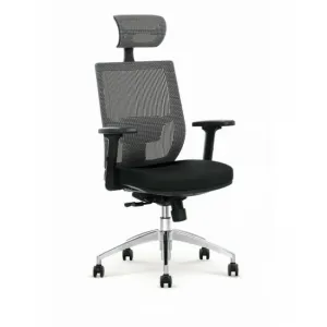 Scaun ergonomic Admiral negru/gri cu funcție MULTIBLOCK și tetieră reglabilă