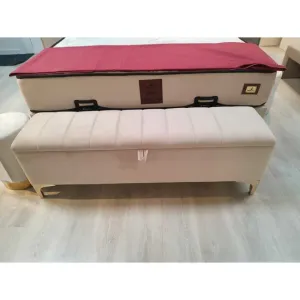 Bancă cu ladă de depozitare Nova, bej - 140x35x45 catifea premium