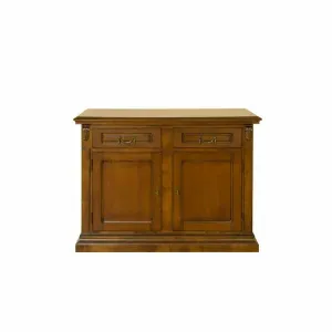 Bufet 2 Uși Diana, stil clasic, masiv fag + panel + MDF furniruit nuc, 122x54x88 h cm, finisaj la alegere
