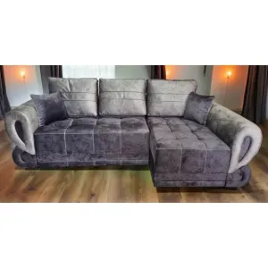 Colțar Sofia I extensibil, culoare personalizabila - 250x145 ladă depozitare, perne decorative incluse