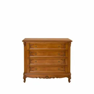 Comodă cu sertare Paris, finisaje elegante + depozitare eficientă, lemn masiv fag + MDF furniruit, 120x55x108.5 cm, nuc