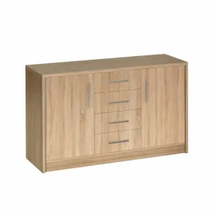 Comodă Genewa 2, design clasic Dab Canyon, PAL melaminat, 140x45x83 cm, stejar