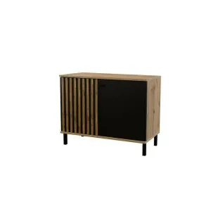 Comodă London 2D, 2 uși elegante, structură rezistentă, PAL melaminat, 100x45x85 cm, negru