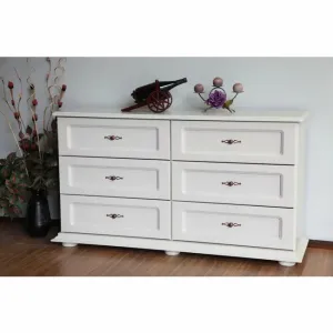 Comodă Tip 2 cu 6 sertare, spațiu generos depozitare, PAL melaminat, 148/48/82 cm, alb