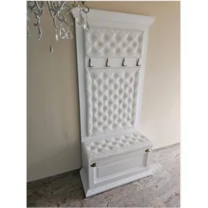 Cuier Tapitat Cristina, model compact, fără dulap, spațiu depozitare pantofi, structură MDF, 90x40x210 cm, Culoare personalizabilă
