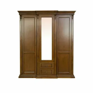 Dulap 3 Uși Diana, compartimentare practică, masiv fag + panel + MDF furniruit nuc, 188x67x216 h cm, finisaj la alegere
