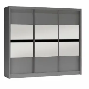 Dulap Batumi cu usi glisante si compartimentare eficienta din PAL, 250x61x215 cm, grafit
