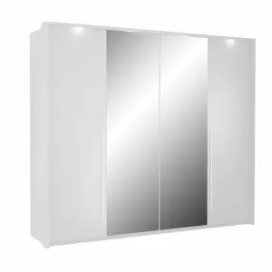 Dulap Brema cu usi glisante si oglinda din PAL, 255x65x219 cm alb