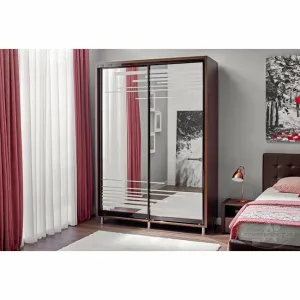 Dulap Venus, sonoma inchis - 200/224 cm, cu rafturi și bară pentru umerașe, PAL melaminat