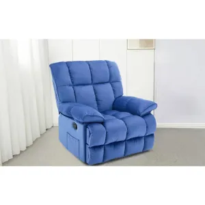Fotoliu Recliner Puffy funcție rabatabilă, suport picioare integrat, tapițerie textilă premium, 100x106x107 cm, Albastru