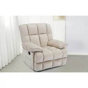 Fotoliu Recliner Puffy funcție rabatabilă, suport picioare integrat, tapițerie textilă premium, 100x106x107 cm, Bej